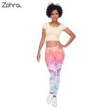 Zohra Brands Women Fashion Legging Aztec Round Ombre Printing leggins Slim High Waist  Leggings Woman Pants