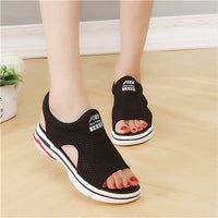 SOOTC WolfLanda Ladies Black White Flat Sandals Sandals Women Platform Sandals Fashion Casual Shoes Female Shoes