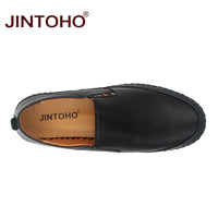 SOOTC JINTOHO Big Size Men Genuine Leather Shoes Slip On Black Shoes Real Leather Loafers Mens Moccasins Shoes Italian Designer Shoes