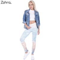 Zohra Brand Hot Sales Leggings Mandala Mint Print Fitness legging High Elasticity Leggins Legins Trouser Pants for women