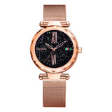SOOTC WolfLanda DOM Luxury Women Watches Ladies Rose Gold Watch Starry Sky Magnetic Female Wristwatch Relogio Feminino Reloj Mujer G-1244BK-1M1