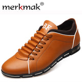 Merkmak Big Size 38-48 Men Casual Shoes Fashion Leather Shoes for Men Summer Men's Flat Shoes Dropshipping
