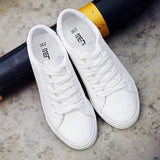 Spring and Summer With White Shoes Women Flat Leather Canvas Shoes Female White Board Shoes Casual Shoes Female