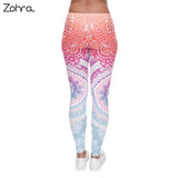 Zohra Brands Women Fashion Legging Aztec Round Ombre Printing leggins Slim High Waist  Leggings Woman Pants