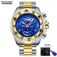 SOOTC WolfLanda mens Big dial watches luxury gold 316L stainless steel quartz men's wristwatches waterproof creative temeite brand man watch