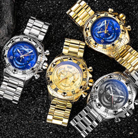 SOOTC WolfLanda mens Big dial watches luxury gold 316L stainless steel quartz men's wristwatches waterproof creative temeite brand man watch